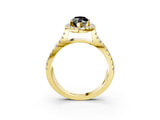 Yellow gold Fancy Black Marquise Cut Cut Halo Split Shank Pave Set Ring_3