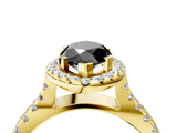 Yellow gold Fancy Black Marquise Cut Cut Halo Split Shank Pave Set Ring_4
