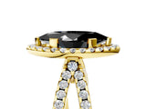 Yellow gold Fancy Black Marquise Cut Cut Halo Split Shank Pave Set Ring_5