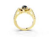 Yellow gold Fancy Black Marquise Cut Cut Halo Split Shank Prong Set Ring_3