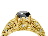 Yellow gold Fancy Black Marquise Cut Cut Milgrain Pave Diamond Engagement Ring with Four-Prong Setting_7