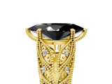 Yellow gold Fancy Black Marquise Cut Cut Milgrain Pave Diamond Engagement Ring with Four-Prong Setting_8