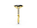 Yellow gold Fancy Black Marquise Cut Cut Pavé Band Solitaire Ring with Four-Prong Setting_2