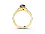 Yellow gold Fancy Black Marquise Cut Cut Pavé Band Solitaire Ring with Four-Prong Setting_3