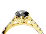 Yellow gold Fancy Black Marquise Cut Cut Pavé Band Solitaire Ring with Four-Prong Setting_4