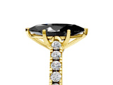 Yellow gold Fancy Black Marquise Cut Cut Pavé Band Solitaire Ring with Four-Prong Setting_5