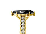 Yellow gold Fancy Black Marquise Cut Cut Pave Band Milgrain Solitaire Ring_5