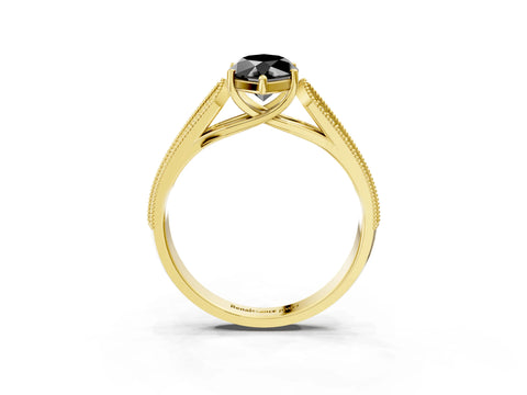 Yellow gold Fancy Black Marquise Cut Cut Pave Split Shank Engagement Ring with Four-Prong Setting_3