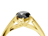 Yellow gold Fancy Black Marquise Cut Cut Pave Split Shank Engagement Ring with Four-Prong Setting_4