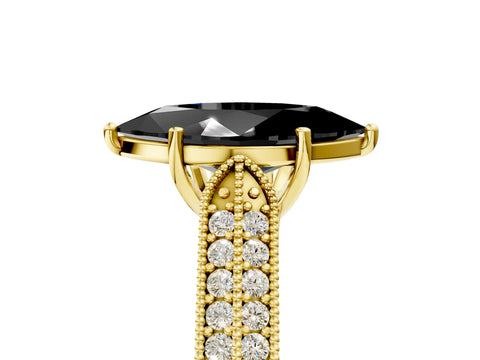 Yellow gold Fancy Black Marquise Cut Cut Pave Split Shank Engagement Ring with Four-Prong Setting_5