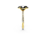Yellow gold Fancy Black Marquise Cut Diamond Brilliant Solitaire Ring with Pavé Band and Four-Prong Setting_26