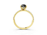 Yellow gold Fancy Black Marquise Cut Diamond Brilliant Solitaire Ring with Pavé Band and Four-Prong Setting_27