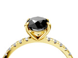 Yellow gold Fancy Black Marquise Cut Diamond Brilliant Solitaire Ring with Pavé Band and Four-Prong Setting_28