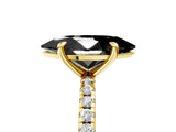 Yellow gold Fancy Black Marquise Cut Diamond Brilliant Solitaire Ring with Pavé Band and Four-Prong Setting_29