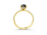 Yellow gold Fancy Black Marquise Cut Diamond Brilliant Solitaire Ring with Pavé Band and Four-Prong Setting_3