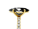 Yellow gold Fancy Black Marquise Cut Diamond Brilliant Solitaire Ring with Pavé Band and Four-Prong Setting_5