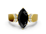 Yellow gold Fancy Black Marquise Cut Diamond Channel Set Solitaire Ring with Four-Prong Setting_12