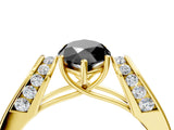 Yellow gold Fancy Black Marquise Cut Diamond Channel Set Solitaire Ring with Four-Prong Setting_16