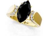 Yellow gold Fancy Black Marquise Cut Diamond Channel Set Solitaire Ring with Four-Prong Setting_25