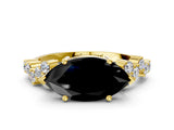 Yellow gold Fancy Black Marquise Cut Diamond Cluster Pavé Band with Four-Prong Setting_12