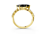 Yellow gold Fancy Black Marquise Cut Diamond Cluster Pavé Band with Four-Prong Setting_15