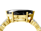 Yellow gold Fancy Black Marquise Cut Diamond Cluster Pavé Band with Four-Prong Setting_16