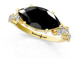 Yellow gold Fancy Black Marquise Cut Diamond Cluster Pavé Band with Four-Prong Setting_4