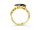 Yellow gold Fancy Black Marquise Cut Diamond Cluster Pavé Band with Four-Prong Setting_6