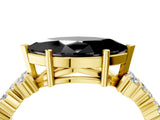 Yellow gold Fancy Black Marquise Cut Diamond Cluster Pavé Band with Four-Prong Setting_7
