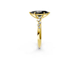 Yellow gold Fancy Black Marquise Cut Diamond Cluster Side Stone Solitaire Ring with Prong Setting_26