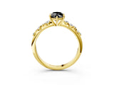 Yellow gold Fancy Black Marquise Cut Diamond Cluster Side Stone Solitaire Ring with Prong Setting_27