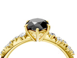 Yellow gold Fancy Black Marquise Cut Diamond Cluster Side Stone Solitaire Ring with Prong Setting_28