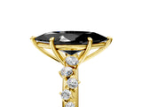 Yellow gold Fancy Black Marquise Cut Diamond Cluster Side Stone Solitaire Ring with Prong Setting_29