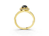 Yellow gold Fancy Black Marquise Cut Diamond Double Halo Ring with Split Shank and Four-Prong Setting_15
