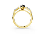 Yellow gold Fancy Black Marquise Cut Diamond Engagement Ring with Baguette Side Stones and Channel Set Band_15