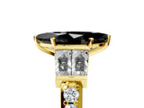 Yellow gold Fancy Black Marquise Cut Diamond Engagement Ring with Baguette Side Stones and Channel Set Band_17