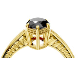 Yellow gold Fancy Black Marquise Cut Diamond Engagement Ring with Milgrain Channel Set Band and Prong Setting_4