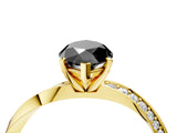 Yellow gold Fancy Black Marquise Cut Diamond Engagement Ring with Side Stone Accents and Four-Prong Setting_100