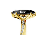 Yellow gold Fancy Black Marquise Cut Diamond Engagement Ring with Side Stone Accents and Four-Prong Setting_101
