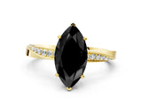 Yellow gold Fancy Black Marquise Cut Diamond Engagement Ring with Side Stone Accents and Four-Prong Setting_12