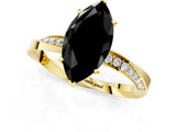 Yellow gold Fancy Black Marquise Cut Diamond Engagement Ring with Side Stone Accents and Four-Prong Setting_13