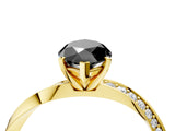 Yellow gold Fancy Black Marquise Cut Diamond Engagement Ring with Side Stone Accents and Four-Prong Setting_16