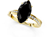 Yellow gold Fancy Black Marquise Cut Diamond Engagement Ring with Side Stone Accents and Four-Prong Setting_97