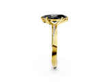 Yellow gold Fancy Black Marquise Cut Diamond Engagement Ring with Side Stone Accents and Four-Prong Setting_98