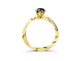 Yellow gold Fancy Black Marquise Cut Diamond Engagement Ring with Side Stone Accents and Four-Prong Setting_99