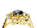Yellow gold Fancy Black Marquise Cut Diamond Floral Halo Split Shank Prong Setting Ring_4