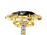 Yellow gold Fancy Black Marquise Cut Diamond Floral Halo Split Shank Prong Setting Ring_5