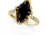 Yellow gold Fancy Black Marquise Cut Diamond Halo Pave Band with Four-Prong Setting_4