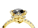 Yellow gold Fancy Black Marquise Cut Diamond Halo Pave Band with Four-Prong Setting_7