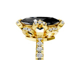 Yellow gold Fancy Black Marquise Cut Diamond Halo Pave Band with Four-Prong Setting_8